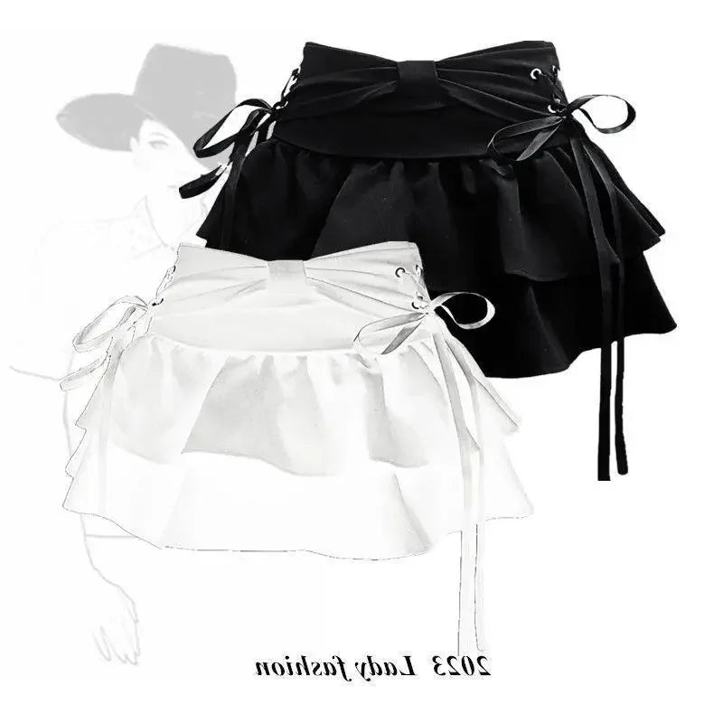 Pure Desire Mini Dress Bow Tied One Hundred Pleated Skirt Slimming A- line Sensibility Summer Skirt Anti-exposure Pants
