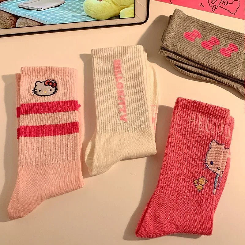 Sanrio Hello Kitty Winter Autumn Warm Socks Children Long Socks Women Girls Costume Accessories Hello Kitty Things Y2K Sock 2024
