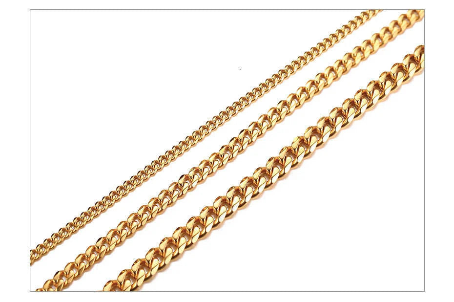 3/5/7/9/11MM Cuban Chain Necklaces for Men Women,Stainless Steel Curb Link Chain Collar,Jewelry Gift for Dad Husband BFF