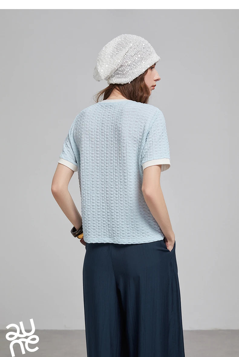 TOYOUTH Women Short Sleeve T shirt 2025 Spring New Tops 8521006