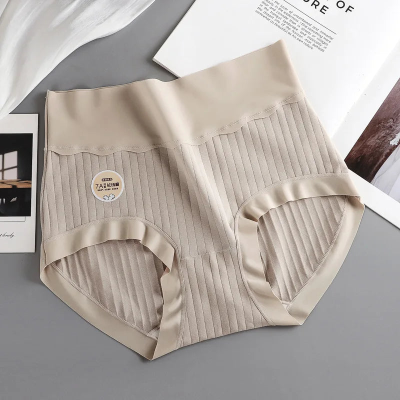 Supima Cotton Women's Underwear 7A Antibacterial Gusset High Waist Tummy Control Plus Size Breathable Infant-Safe Panties