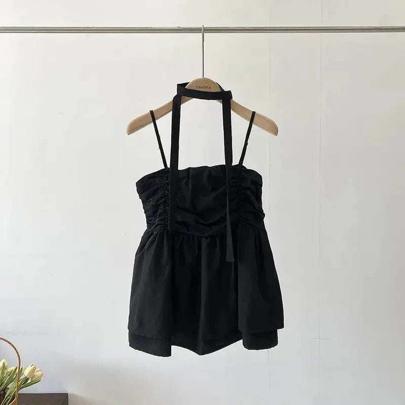 Sweet And Spicy One-Shoulder Bridesmaid Vest Women's Summer New Korean Style Sleeveless Top with Skeleton Exposure