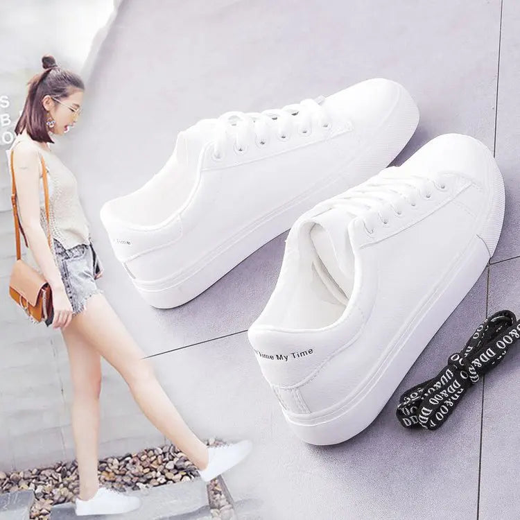 Small White Shoes Female Korean Version of the Hundred with Four Seasons Leather Casual Shoes Breathable Women's Board Shoes