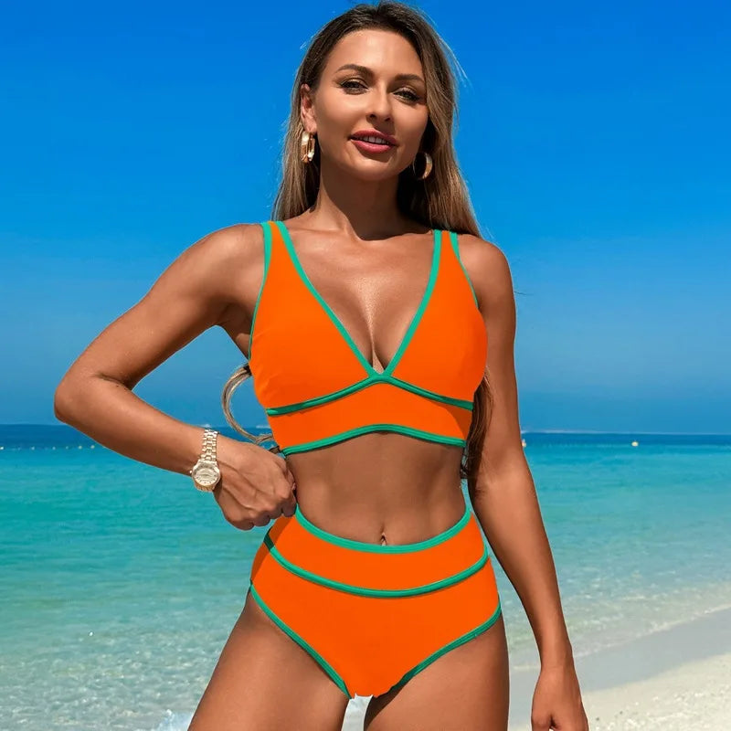 2025 Fashion Swimwear Drawback Bikini Women's Swimsuit Sports Split Swimsuit Women's Swimsuit