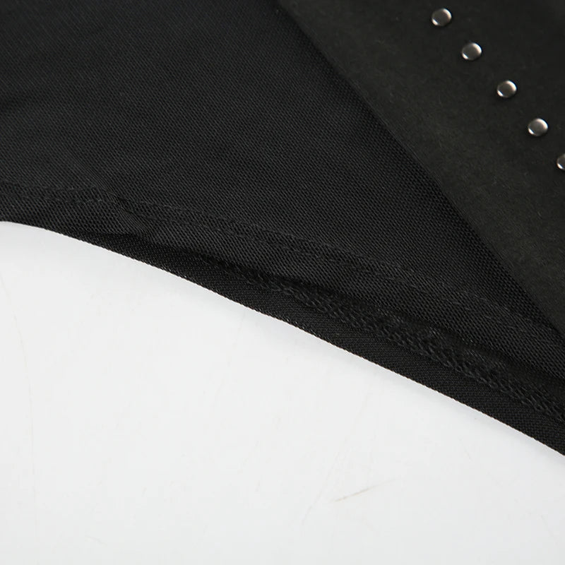 IAMSURE Sexy Patchwork Mesh Bodysuits See Through Turtleneck Long Sleeve Rompers Women 2024 Autumn Spring Fashion Streetwear