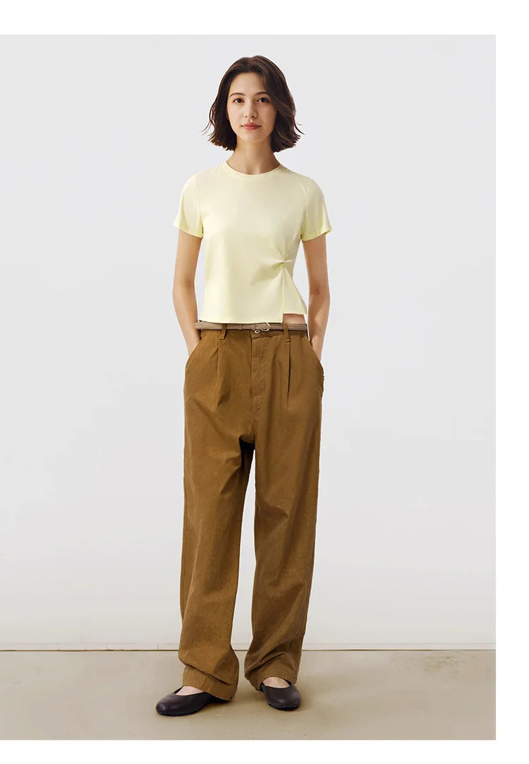 Semir Twist Knot Design Short Sleeve Tee Women Slim Fit 2025 Summer New Fashionable Casual Top