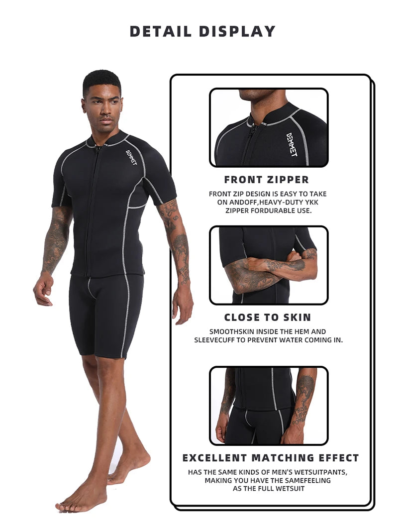 1.5MM/3MM CRSC Neoprene wetsuit Men Split Short Sleeve Shorts Diving Surfing Suit Women's Sun Protection Warm Swimming Suit
