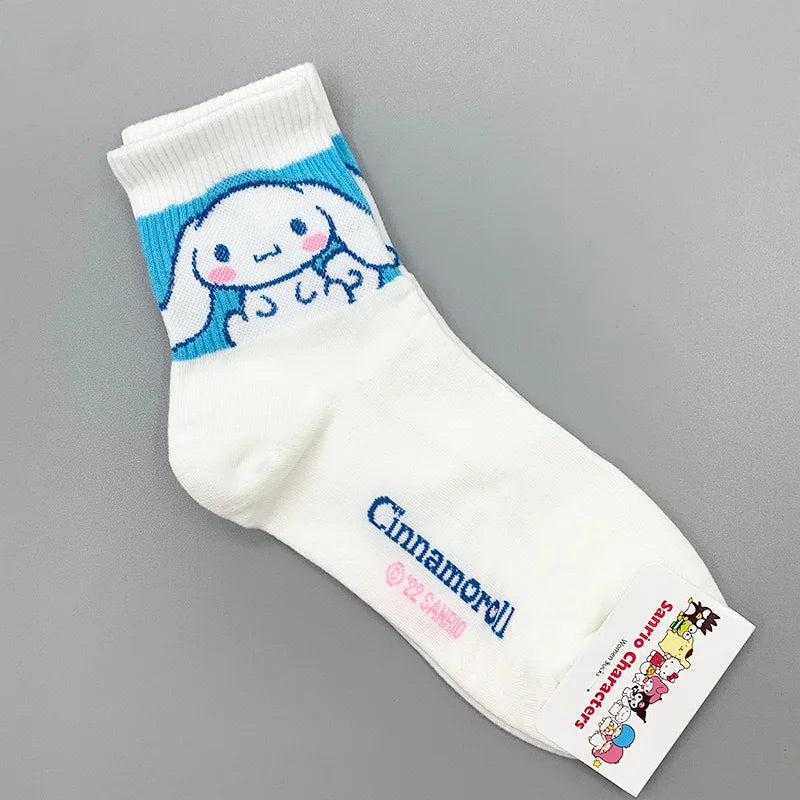 Kawaii Socks Anime KT Kuromi Autumn Winter Sweet In The Tube Cartoon Socks Cute Girls Cotton Warm Sock