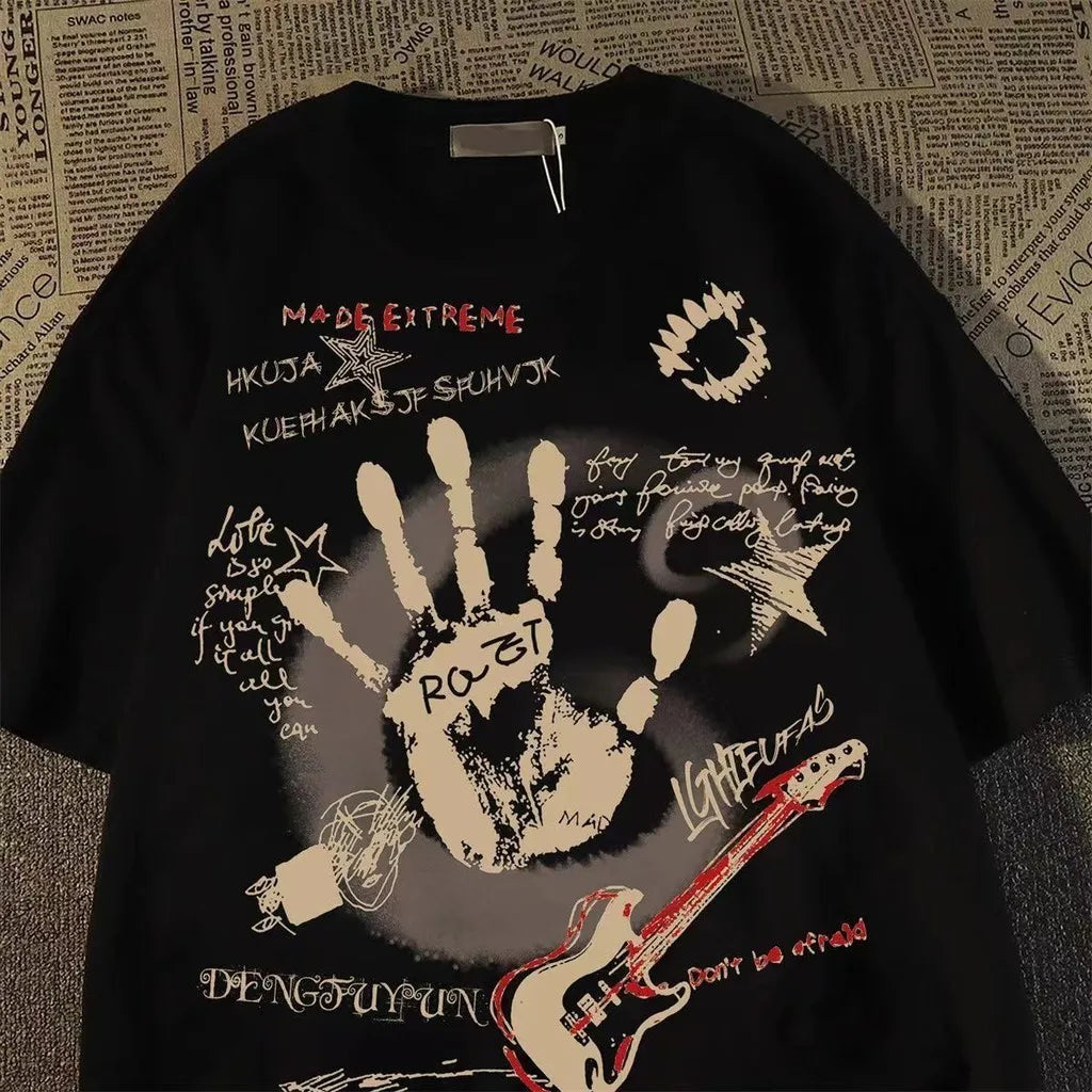 American Vintage Round Neck Short Sleeved T-shirt Men/Women Korean Inst Summer New Top