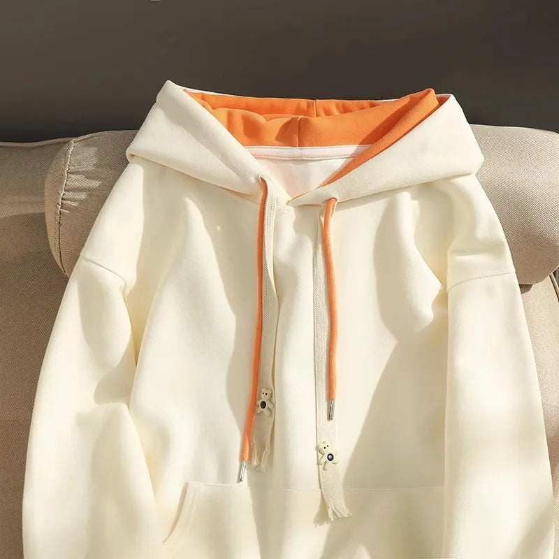 American stitching fake two-piece thin hooded sweater women's spring and autumn new fashion casual coat loose lazy loose top