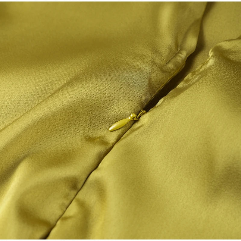 Elegant Green Satin Ruffles Sling Long Dress Women Sexy Backless Sleeveless Split Slim Dresses Lady 2025 New Party Club Vestidos