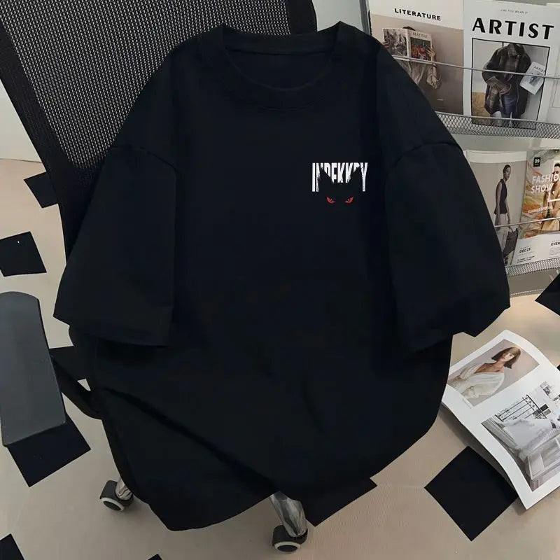 2025 Summer High Street Men and Women Trendy Personalized Letter Printed Round Neck Short Sleeve Couple Loose Casual T-shirt y2k