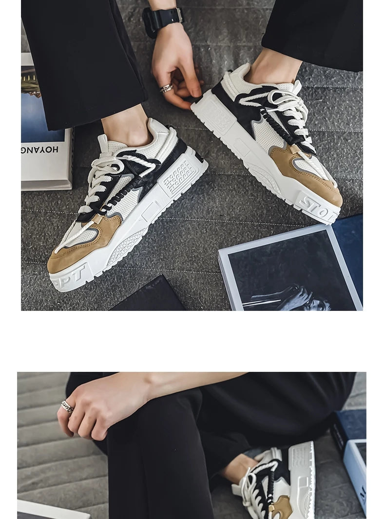 2025 New Summer Men's Shoes Original Casual Flat Shoes Sport Thick Bottom Increased Height Bread Trendy Shoes Skateboard sneaker