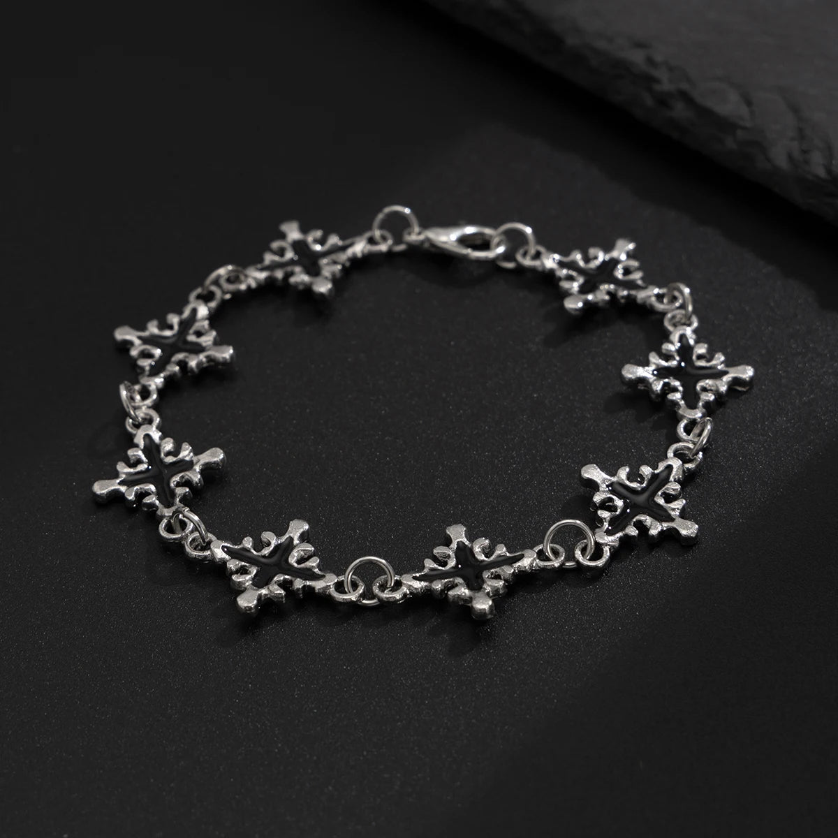 SHIXIN Trendy Vintage Jesus Cross Charm Bracelet for Man Hip Hop Silver Color Bangles on Hand Christian Jewelry Daily Accessory