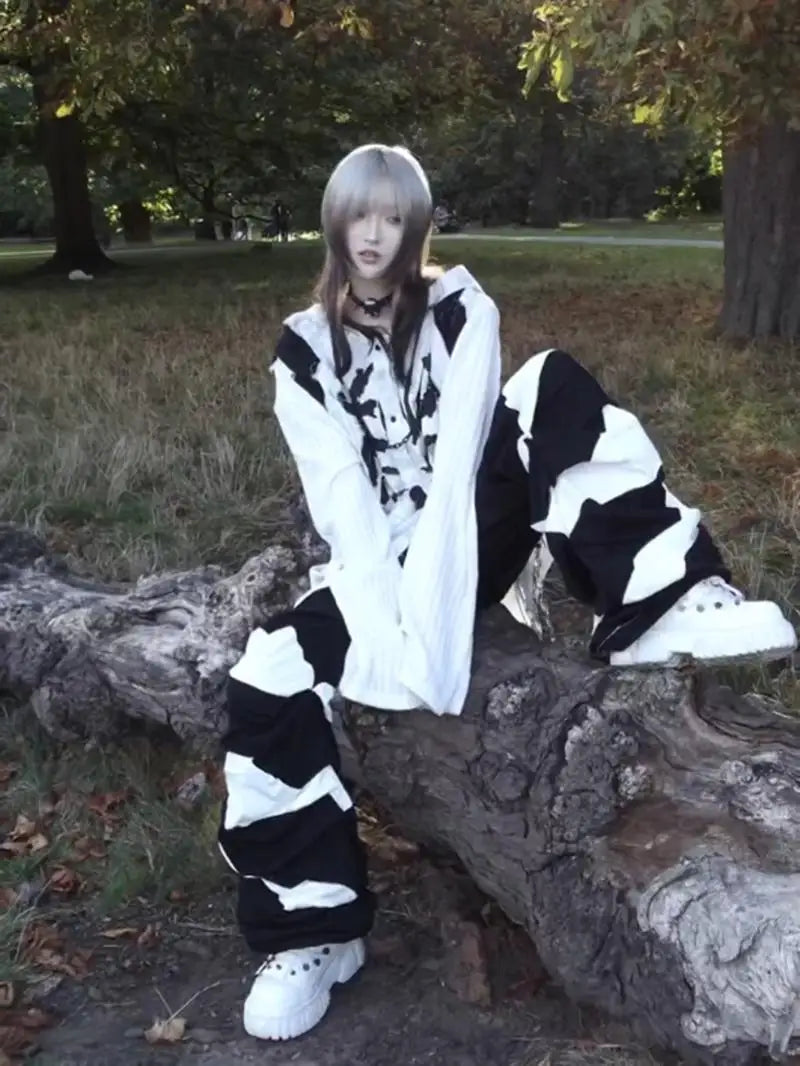 Punk Handwritten Hoodie Sweatirt fiti Print Adjustable Strap Youth Faion Loose Fit Polyester Spring Autumn ex