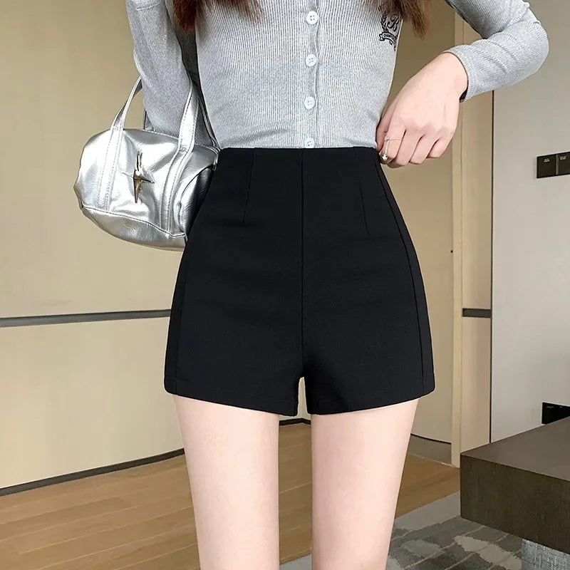 Women's High-waisted Petite Black Outer Wear Shorts 2024 Summer New Style Lost Underwear Cheeky Curvy Hot Pants