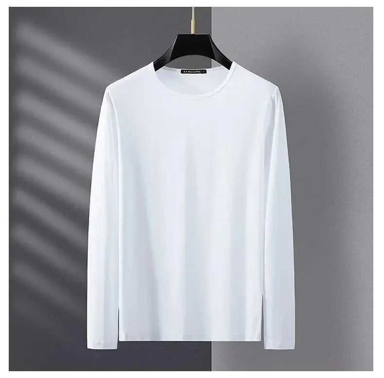 Men's Versatile Warm Flannel Double-Sided Inner Layer Top Half Polo/Turtle Neck Solid Color Long Sleeve Casual Spring Autumn