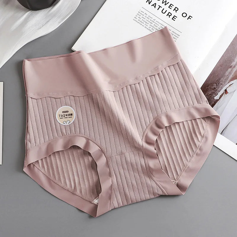 Supima Cotton Women's Underwear 7A Antibacterial Gusset High Waist Tummy Control Plus Size Breathable Infant-Safe Panties