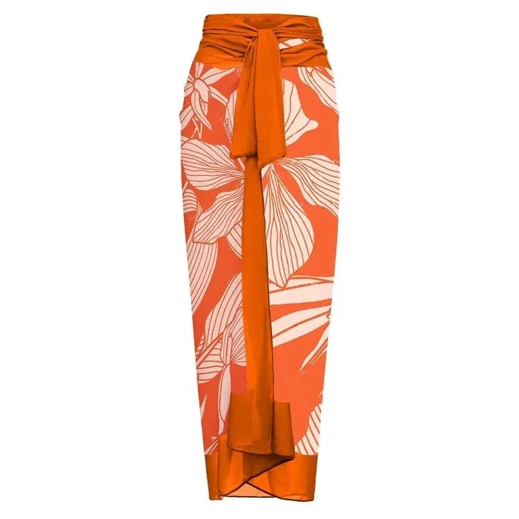 Retro One-Piece Swimsuit Set for Women with Chiffon Skirt Conservative Sexy Swimwear New 2025 Cross-Border AE Stock