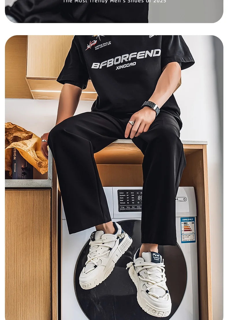 2025 New Summer Men's Shoes Original Casual Flat Shoes Sport Thick Bottom Increased Height Bread Trendy Shoes Skateboard sneaker