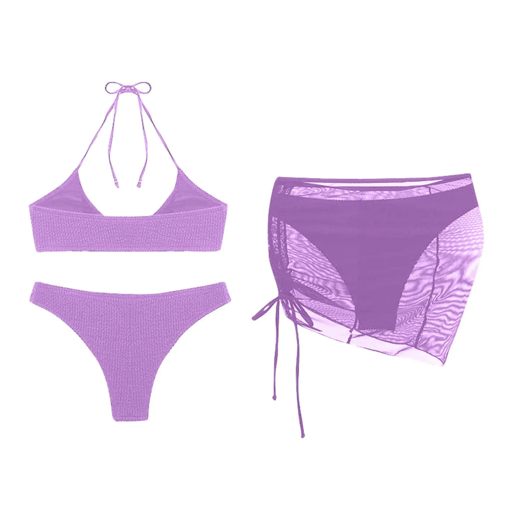 Women'S Summer Beach Swimwear Bikini Cover Up Four Piece Sexy Mesh Cover Up Three Pointed Bikini Swimsuit Fashion Beachwear