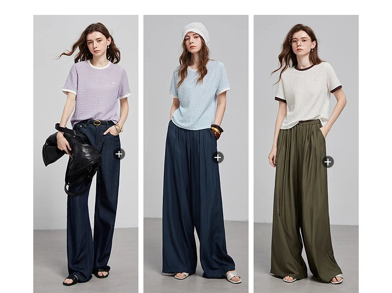 TOYOUTH Women Short Sleeve T shirt 2025 Spring New Tops 8521006