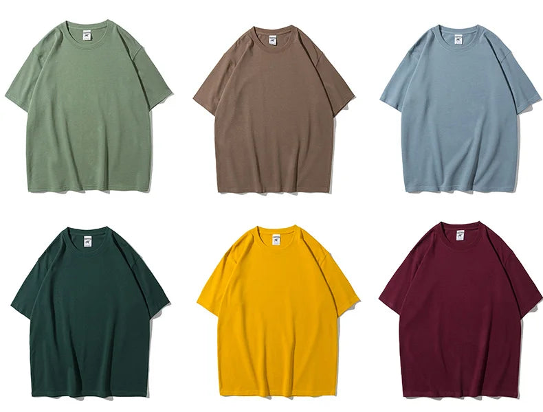 Sypcman Oversized T-Shirt 9.9oz 280 Grams Heavy High Qualtity Men Short Sleeve Tee Cotton Solid Color Customized OEM Streetwear