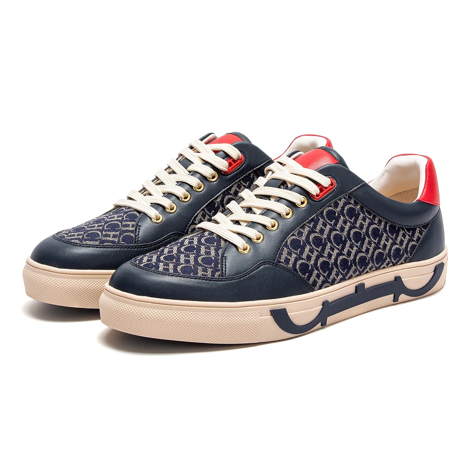 Popular men's casual shoes luxury brand flat lace-up shoes monogrammed breathable comfortable casual shoes
