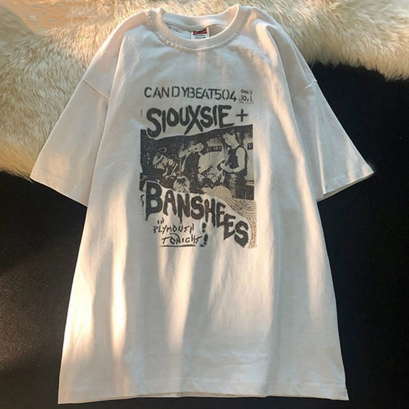 Hip-hop Women's T-shirt Oversized Streetwear Vintage T Shirt Grunge Harajuku Short Sleeve Y2k Tops Female Fashion Clothes Tee