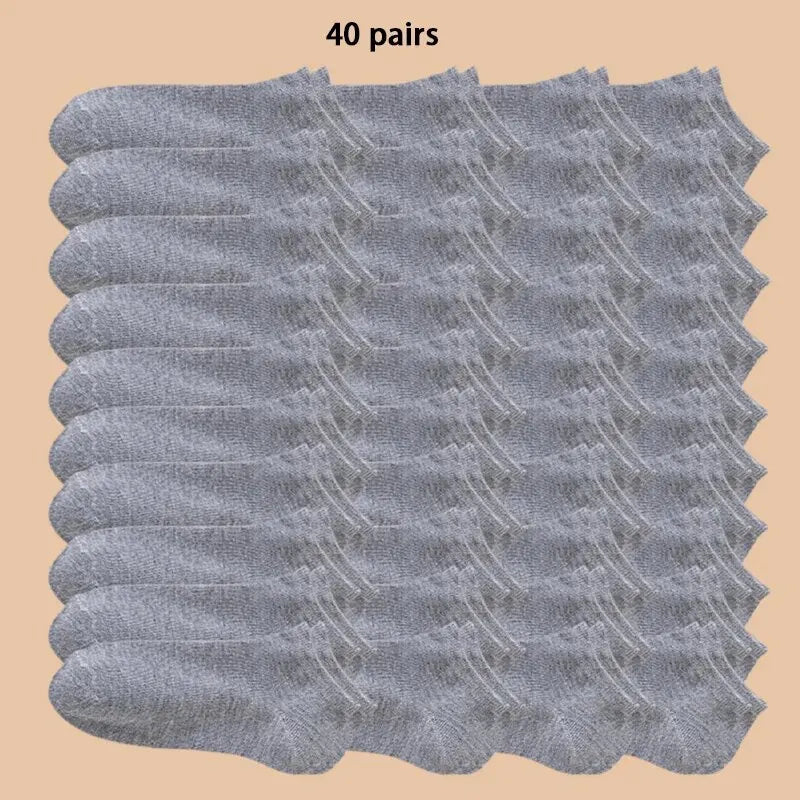 Unisex 40/20/10 Pairs of Solid Color Socks, Soft and Lightweight Ankle Socks, WOMEN'S Casual Boat Socks, Low Cut Ankle Socks
