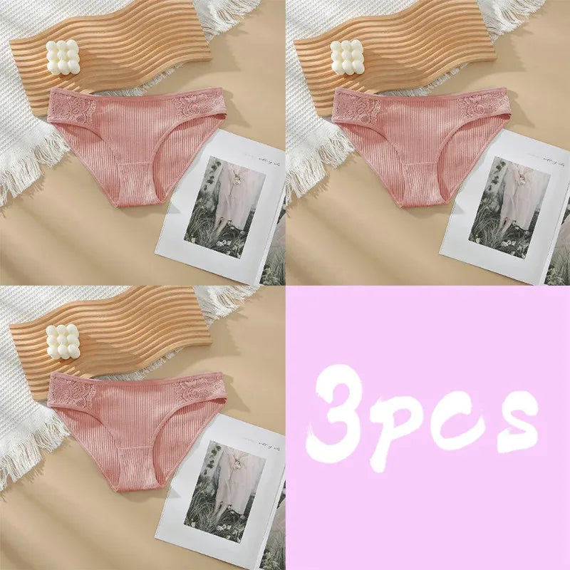 3pcs Solid Color Women's Sexy 100% Cotton Panties Women's Triangle Pants Women's Close Fitting Clothing Women's Underwear
