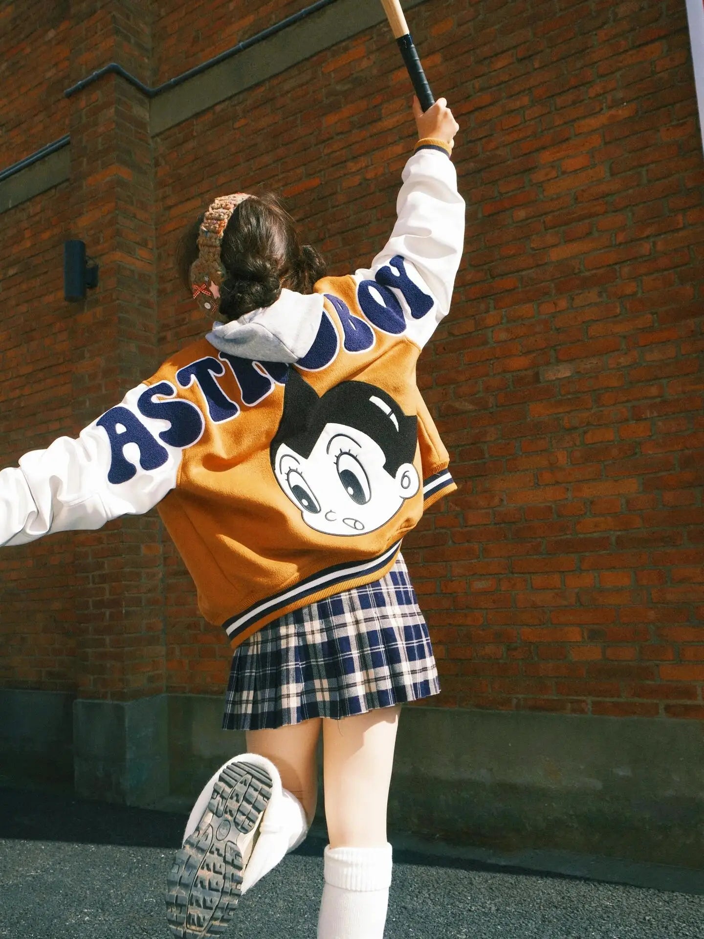 American Vintage Astro Boy Baseball Jaet Women's Letter Embroidery Floing Loose Thiened Trendy Brand Jaet