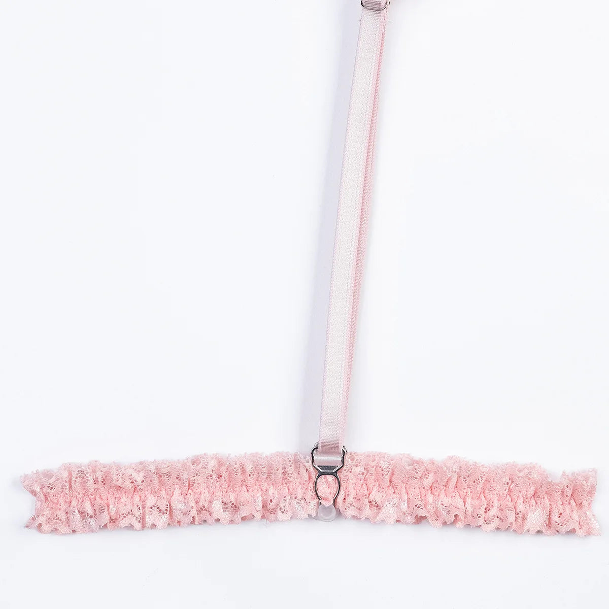 Sheer Pink Lingerie Set Frilled Lace Bralette Transparent High Waist Panty Garter Belt Bridal Romantic Seductive Underwear Women