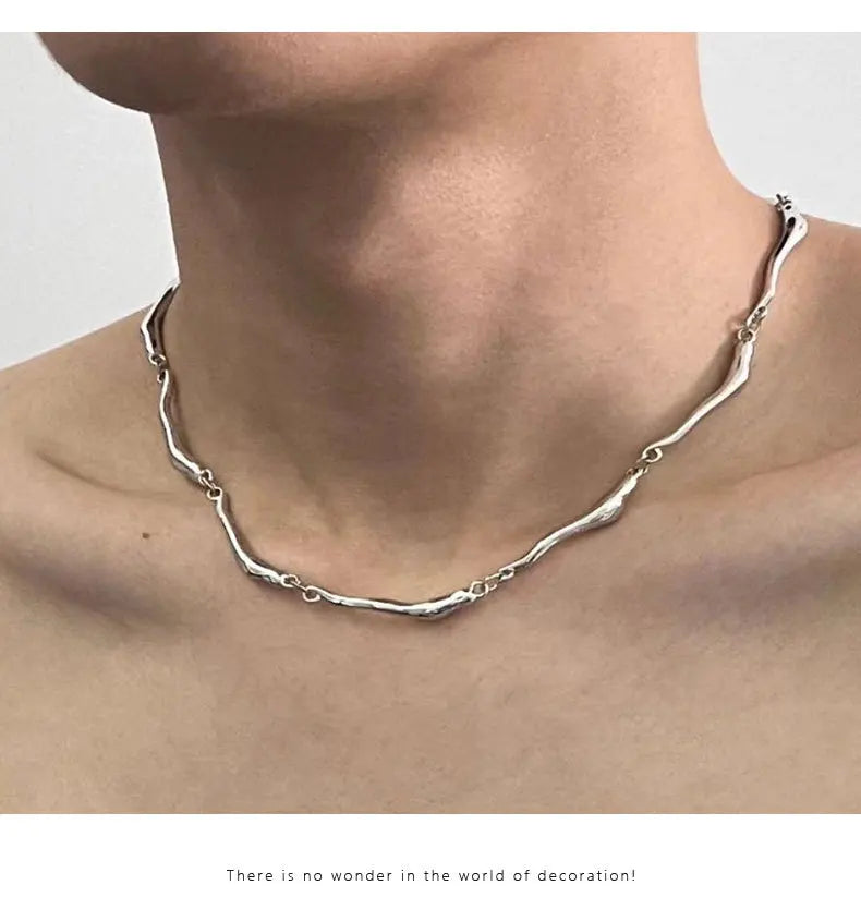 New Irregular Wave Shape Chain Men Necklace Advanced Sense Stainless Steel Figaro Cuban Chain Necklace For Men Women Jewelry
﻿