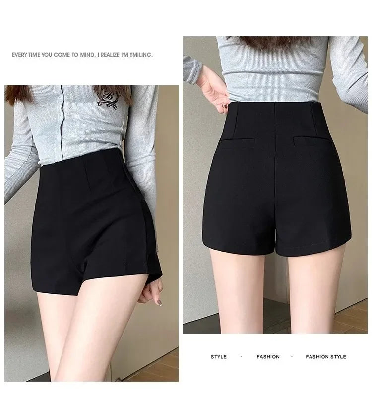 Women's High-waisted Petite Black Outer Wear Shorts 2024 Summer New Style Lost Underwear Cheeky Curvy Hot Pants