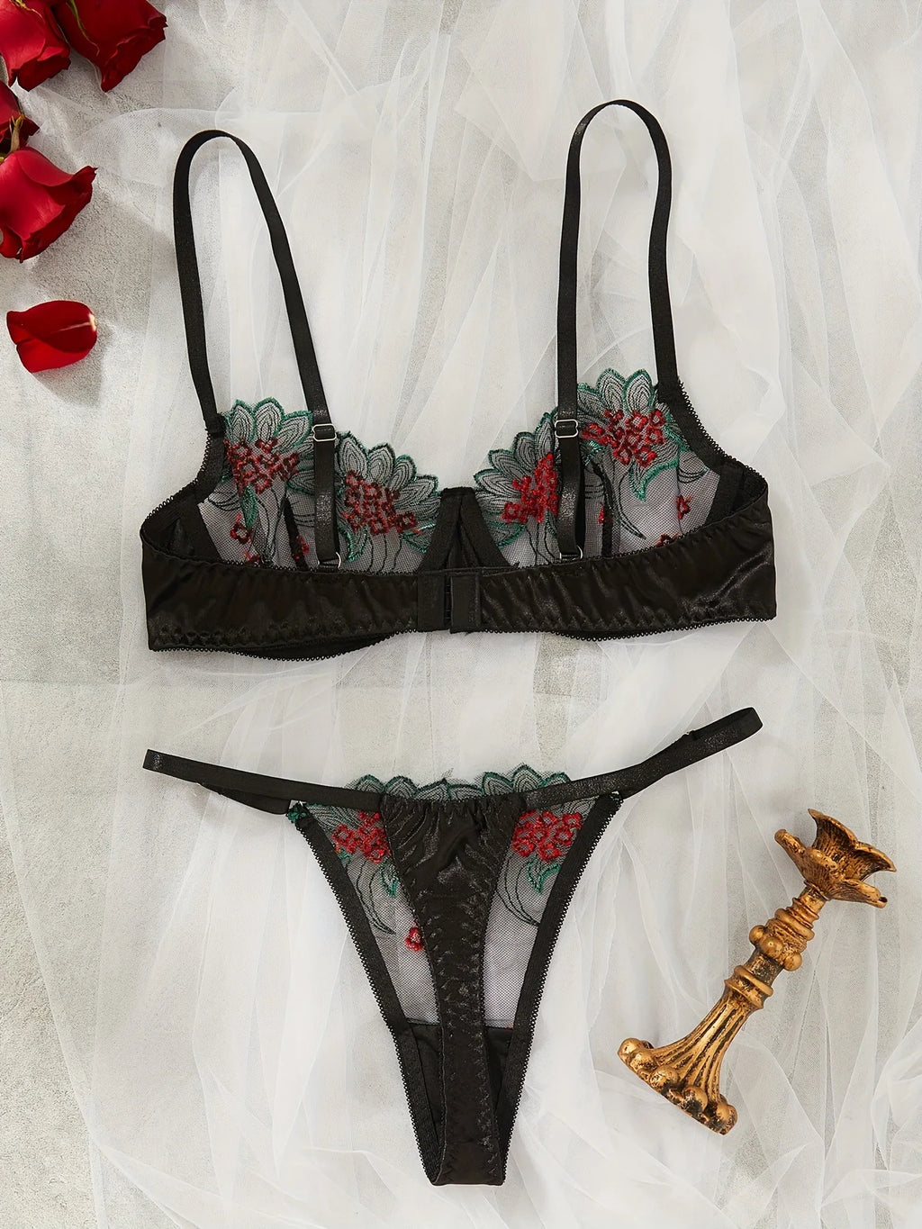 Ellolace Fancy Lingerie Floral Lace Bra Set Bilizna Luxury Well-Looking Underwear Sexy Erotic Fairy Fine Lace Exotic Sets