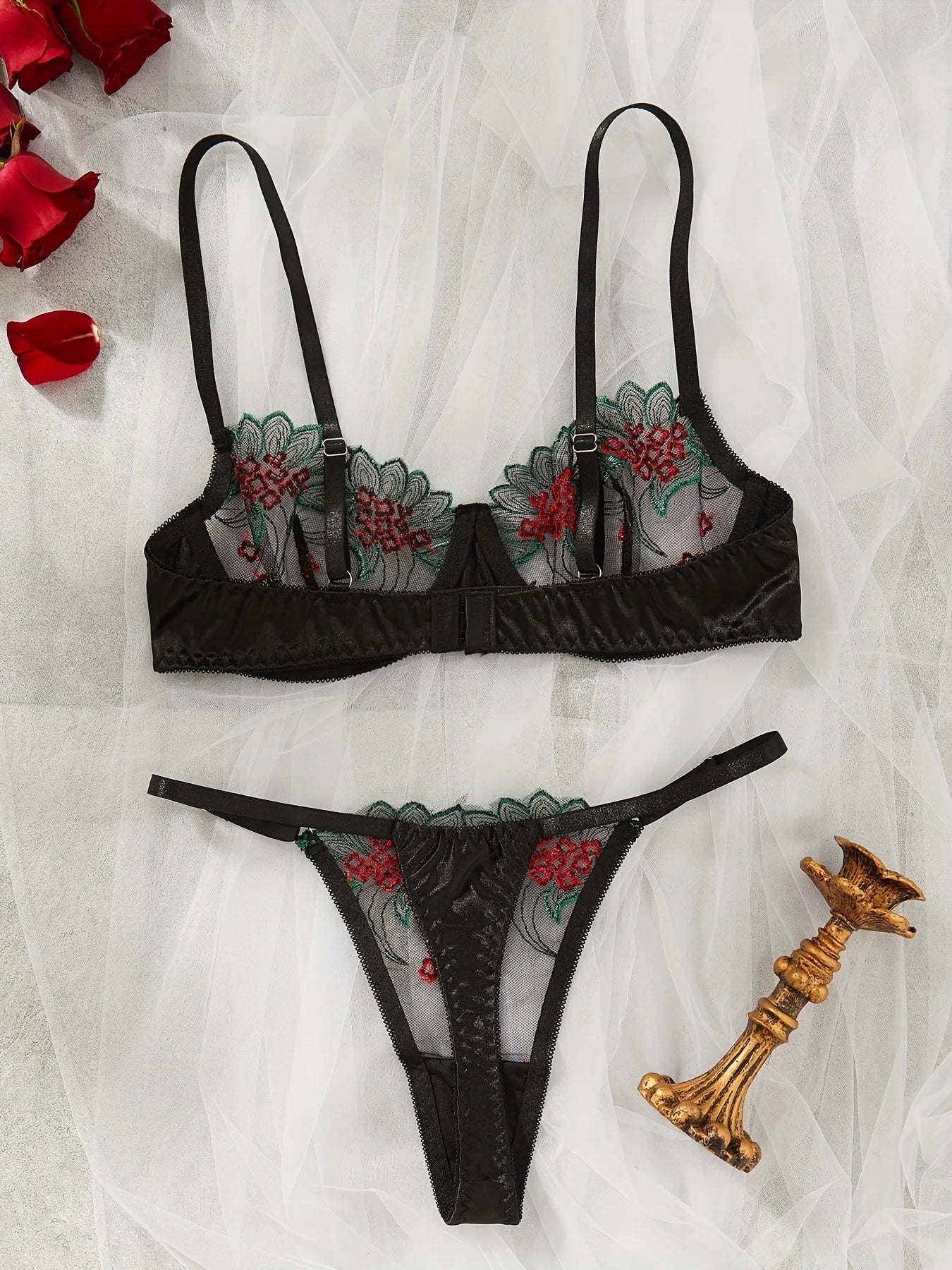 Ellolace Fancy Lingerie Floral Lace Bra Set Bilizna Luxury Well-Looking Underwear Sexy Erotic Fairy Fine Lace Exotic Sets