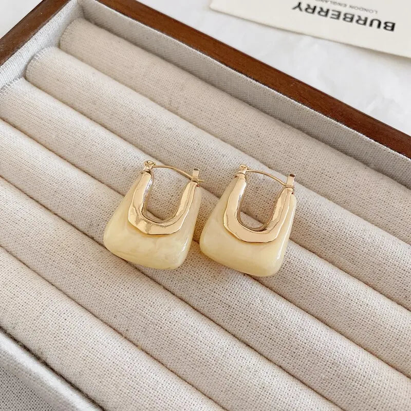 Green Pink Transparent Resin Earrings For Women Girls Geometric Irregular Stud Earrings 2023 New Trendy Ear Jewelry for Party