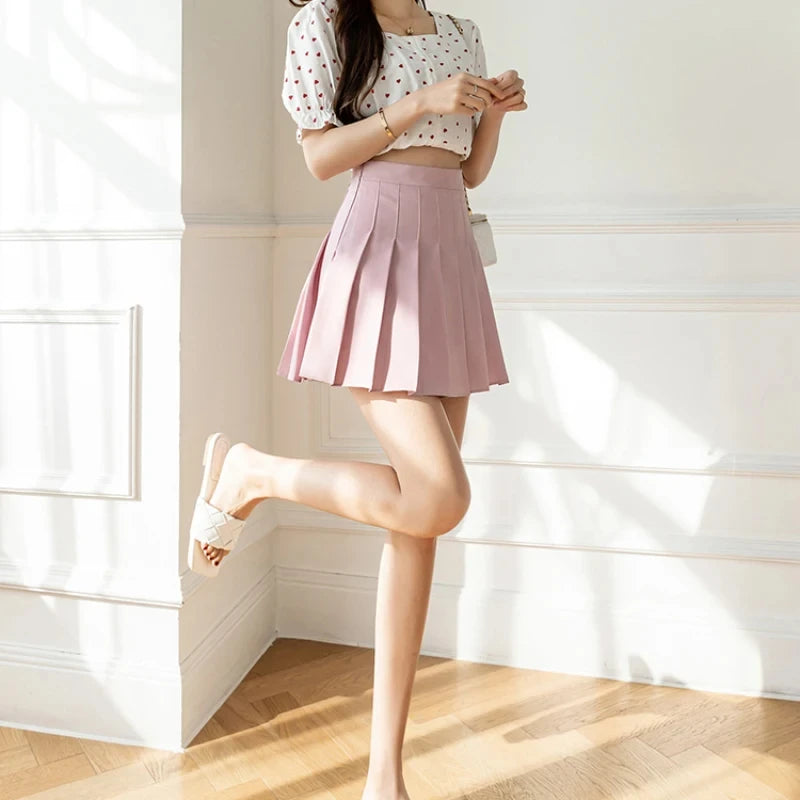 White Women Pleated Skirts Summer High Waist Zipper Girls Dancing JK Mini Skirts Black Fashion Student A Line Faldas 2024