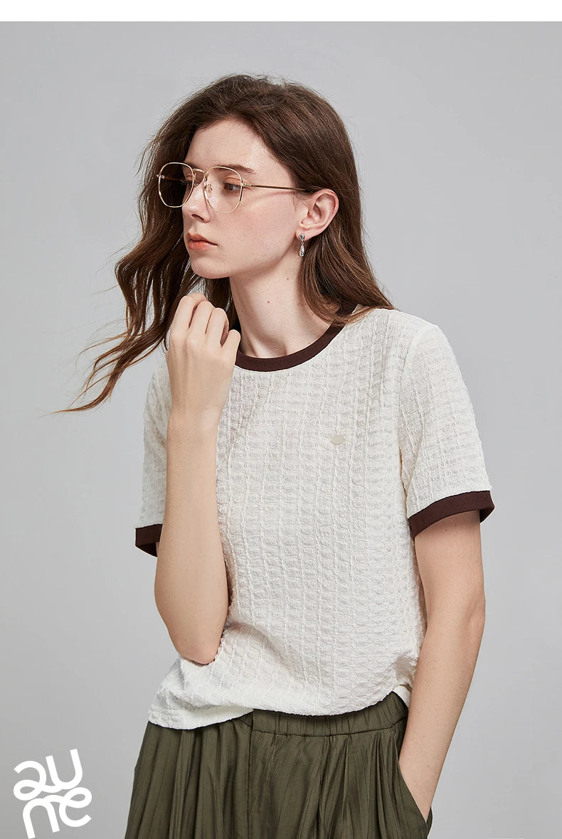 TOYOUTH Women Short Sleeve T shirt 2025 Spring New Tops 8521006