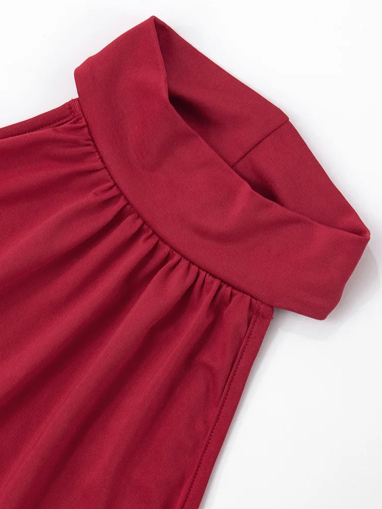 Mozision Halter Ruched Sleeveless Sexy Maxi Dress Women Gown Fashion Slim High Waist Evening Club Party Split Long Dress