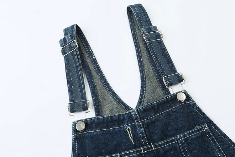 Retro American Design Denim Overalls Straight Loose Workwear Pants ex Couple Ameika Straight Leg Jeans Youth Trend