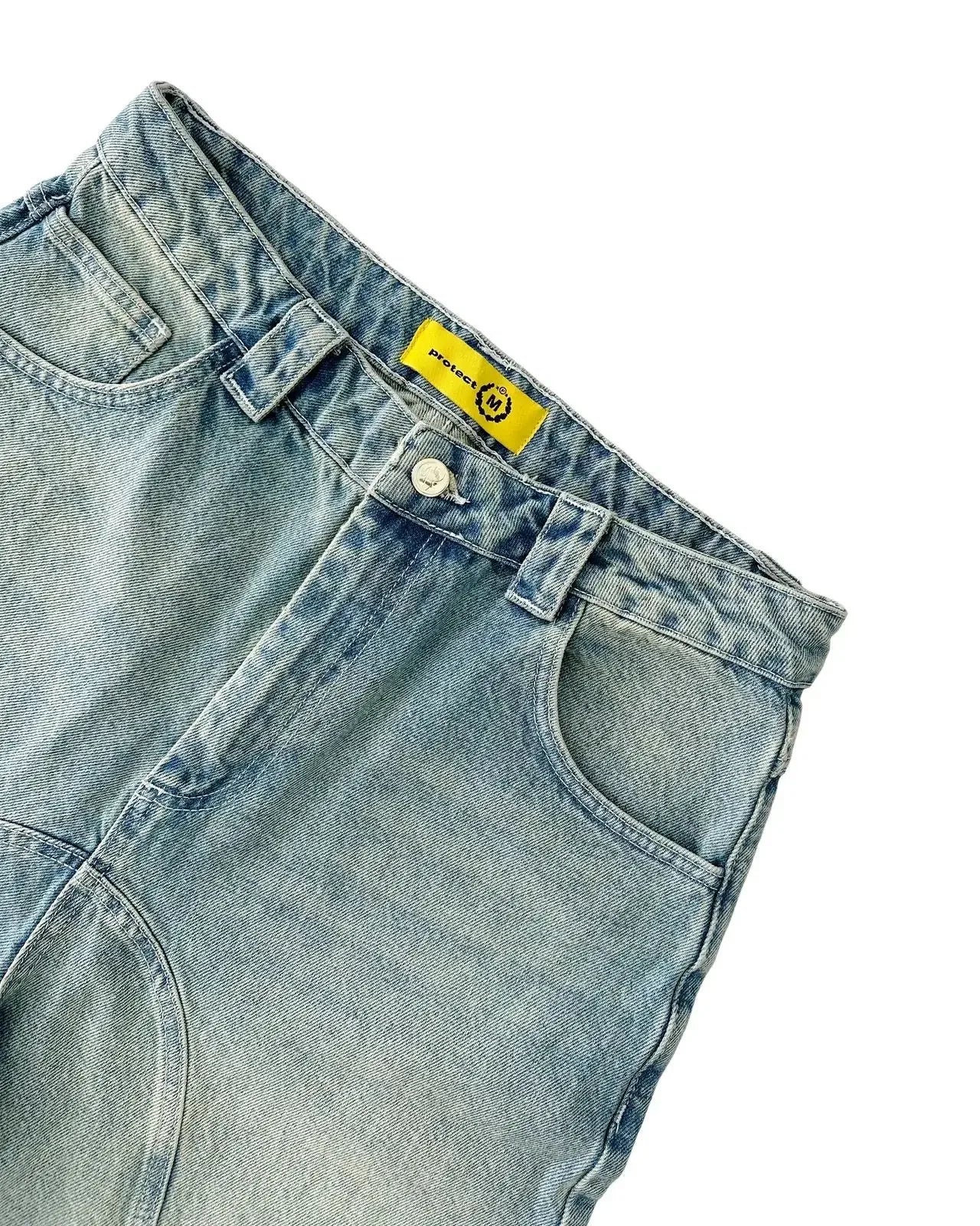 HOUZHOU Y2k Vintage Harajuku Short Jeans Women Washed Embroidery American Retro Man Denim Jorts Baggy Hip Hop Streetwear Summer