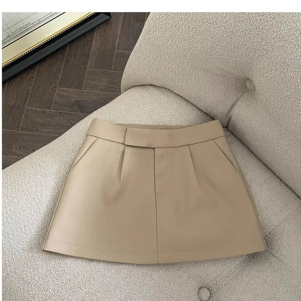 Vintage Skirts Women Fashion Streetwear Casual Skirts Solid Pockets Wrap The Buttocks Sweet Mini 2025 New Spring Summer Skirts