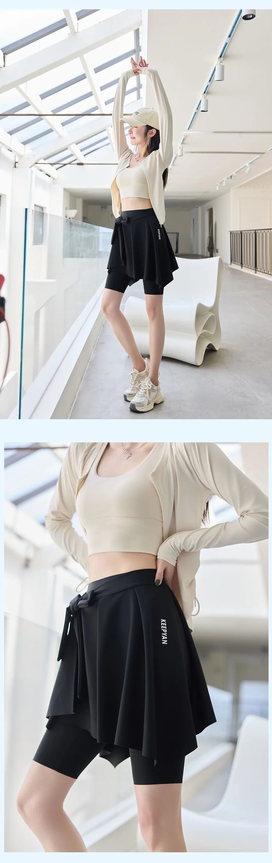 One-piece Skirt Women's Yoga Butt Curtain Sports Tennis Fitness Lace Up Irregular Mini Kirt Outer Wrap Skirts Prevent Exposure