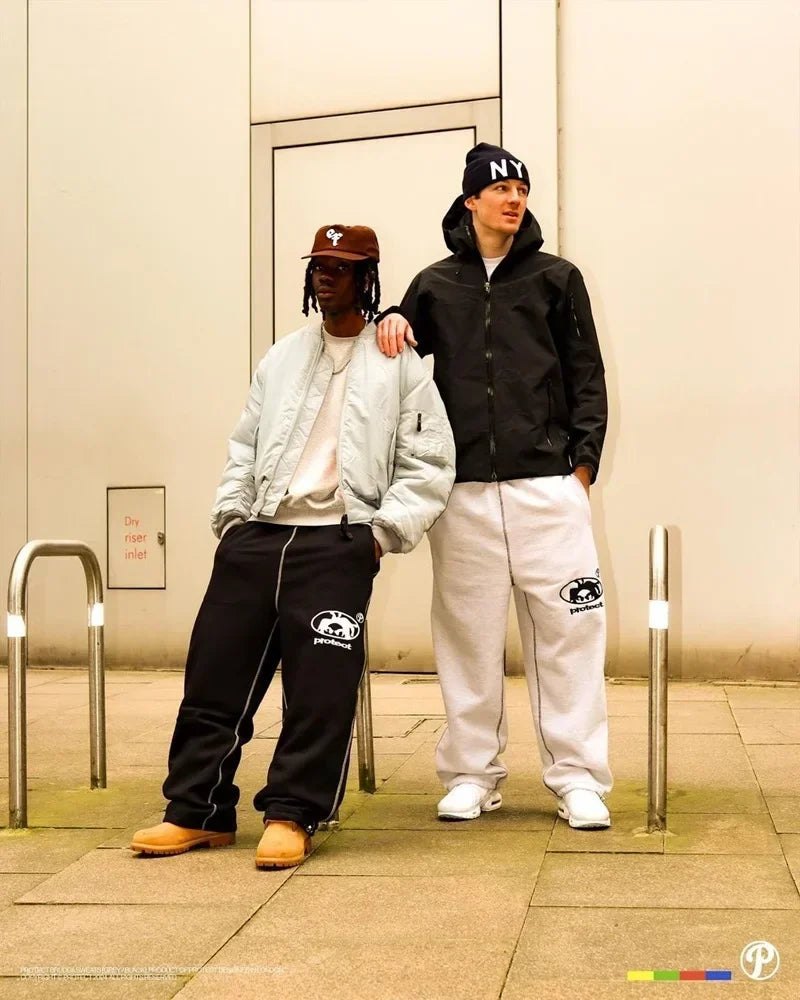 Street wear PROTECT Fashion Letter Embroidery Loose Sweatpants Men's And Women's Y2K Harajuku Hip-Hop Gothic Casual Joker Pants