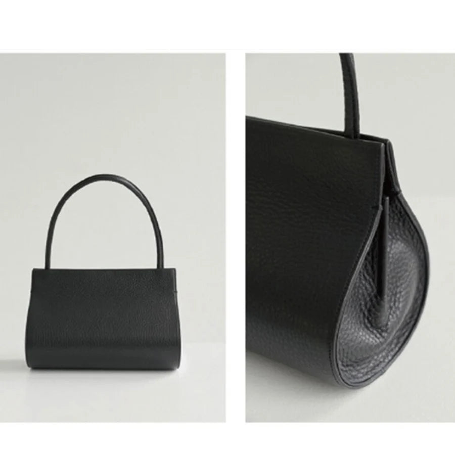 French Oval Design Women's Bag Summer Vintage Lychee Pattern Pu Leather Handbag Black Shoulder Underarm Bag Multilayer Totes Bag