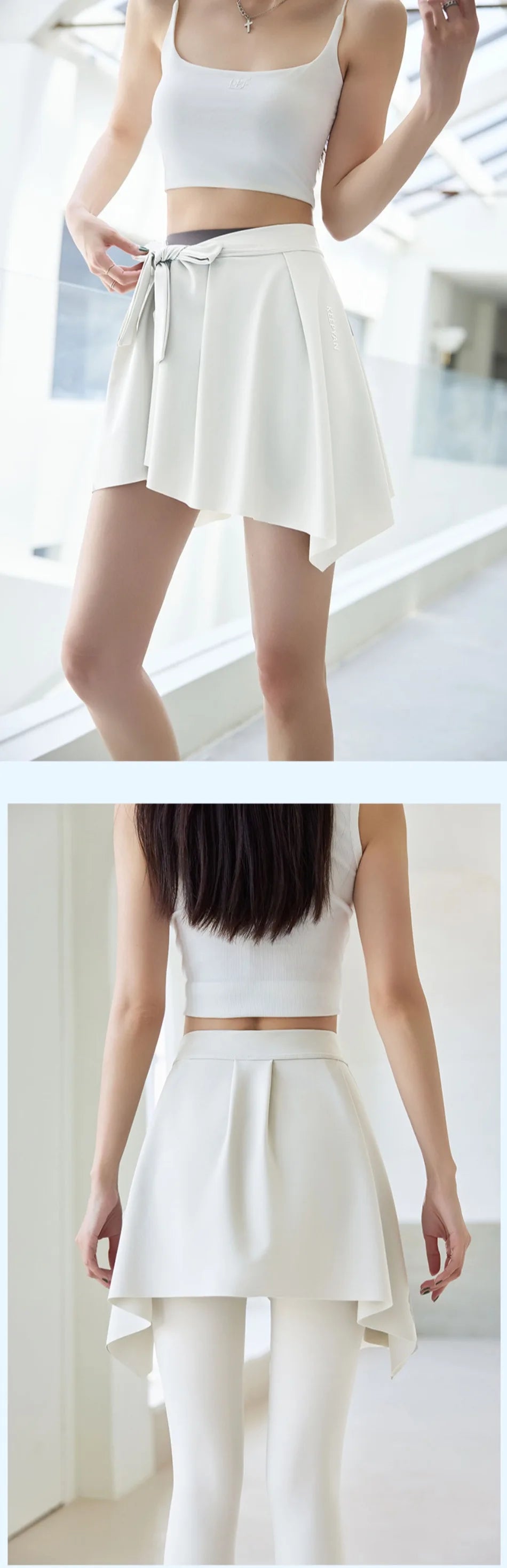 One-piece Skirt Women's Yoga Butt Curtain Sports Tennis Fitness Lace Up Irregular Mini Kirt Outer Wrap Skirts Prevent Exposure