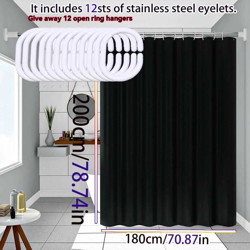 Simple style Black shower curtain Pure black design bathroom decorative curtain partition curtain PEVA waterproof material