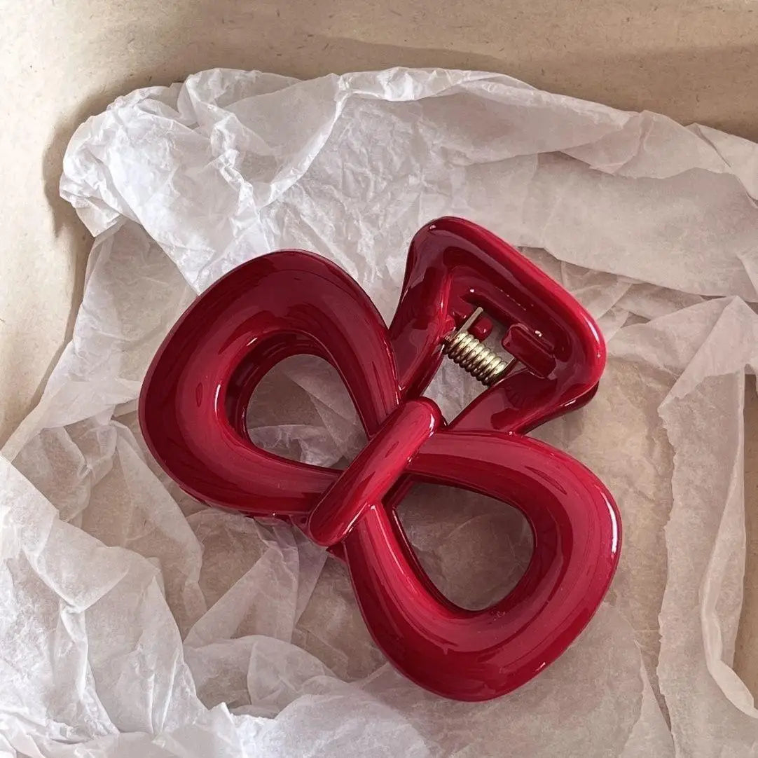 2Pcs/set Vintage Blue Polka Dot Red Bow Hair Clip Shark Claw Clamp Hairpin Barrette Korean Hair Headwear Accessory For Women